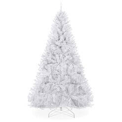 Best Choice Products Artificial Christmas Tree, White 7.5ft Premium Pine Unlit Holiday Decoration
