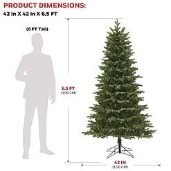 Honeywell 6.5 ft Pre-Lit Christmas Tree with 2064 PVC/PE Tips, Churchill Pine Artificial Christmas Tree with 300 Color Changing LEDs