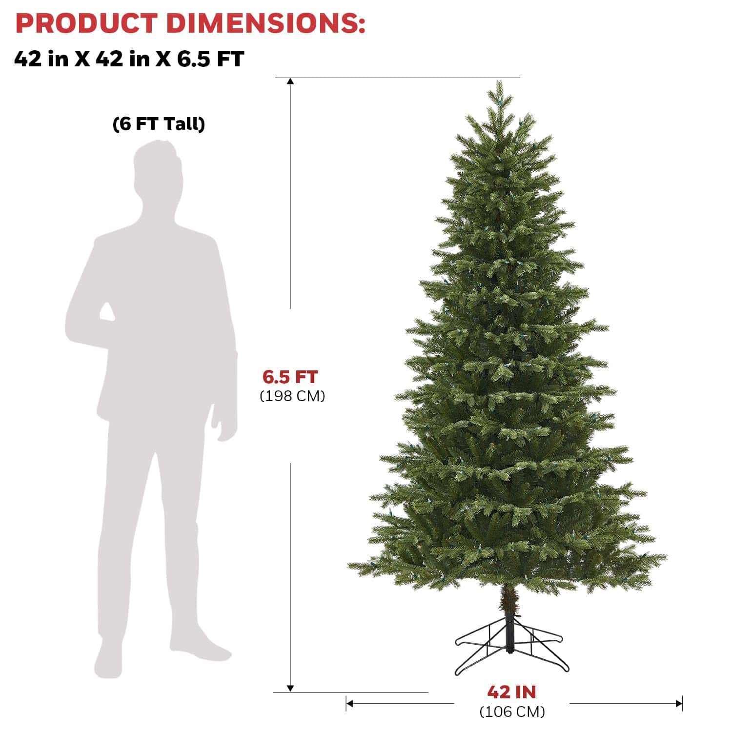 Honeywell 6.5 ft Pre-Lit Christmas Tree with 2064 PVC/PE Tips, Churchill Pine Artificial Christmas Tree with 300 Color Changing LEDs