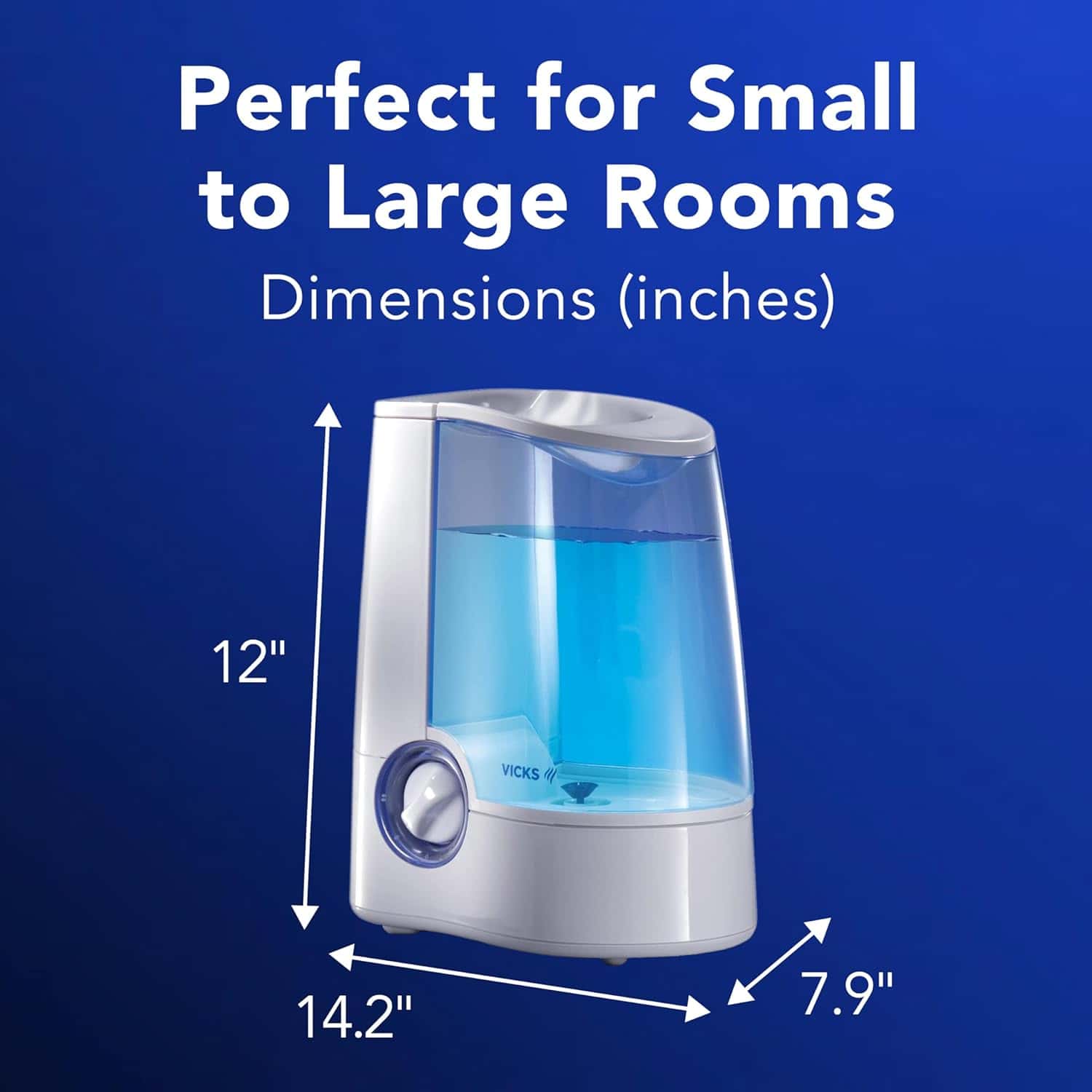 Vicks Warm Mist Humidifier - Air Humidifier for Bedroom, Home & Large Room, Baby, Kids and Adults Soothing Steam Vaporizer