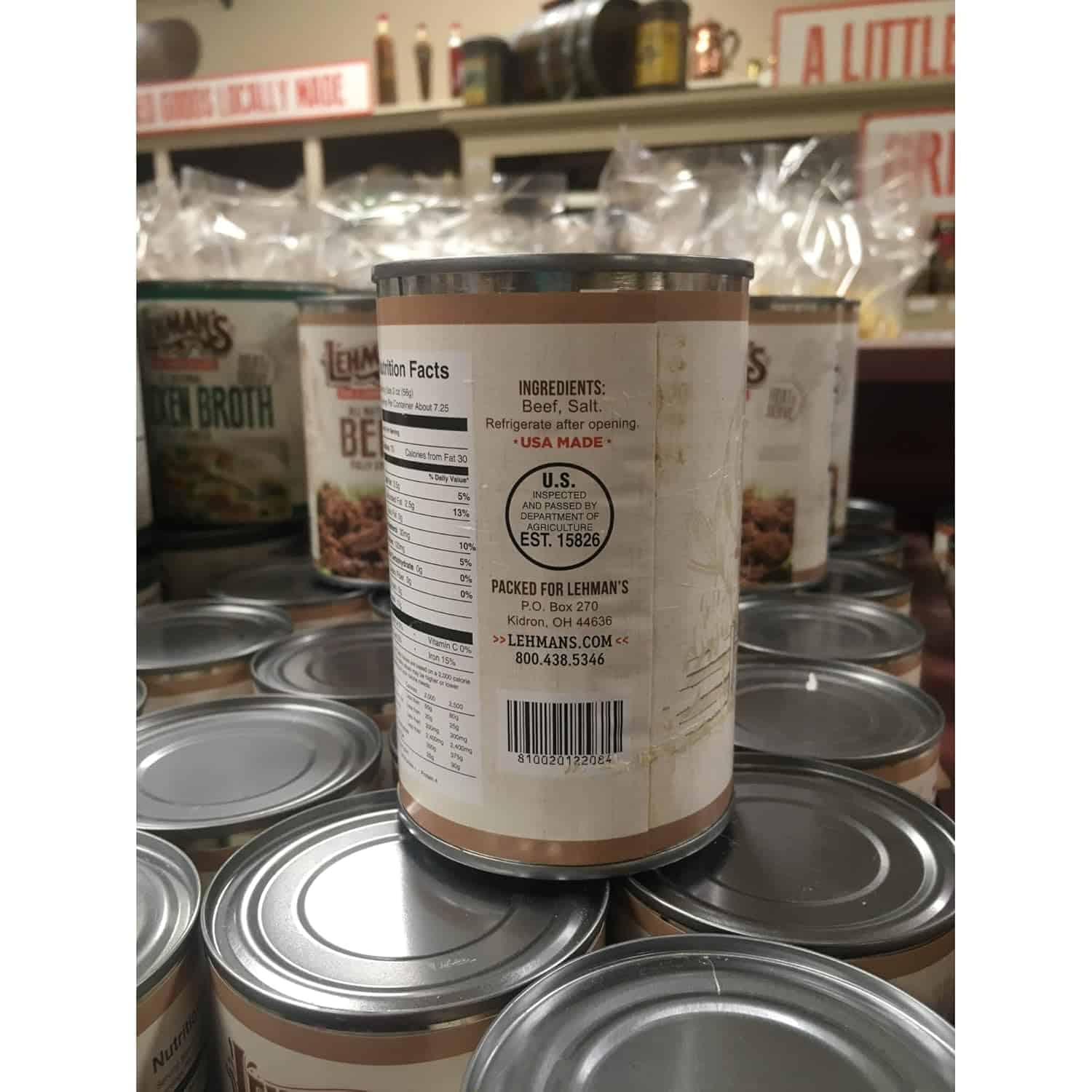 Lehman's All Natural Canned Meat, USA Made Ready to Eat for Everyday, Camping or Emergencies, 14.5 oz each, Pack of 3, Beef
