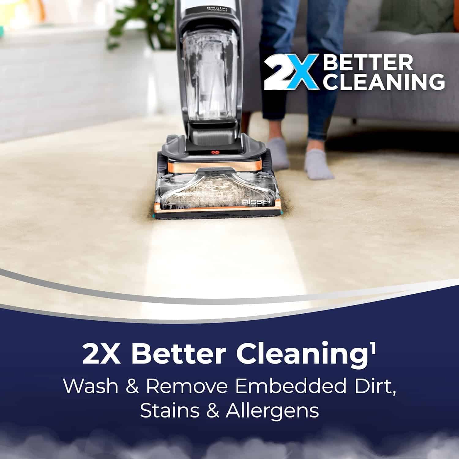 BISSELL 3432 Revolution HydroSteam Pet Carpet Cleaner, Upright Deep Cleaner, HydroSteam Technology