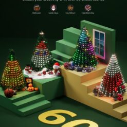 Govee Christmas Tree Lights, Smart RGBIC 480 LEDs Christmas Lights Outdoor, 6.6ft × 24 String Lights for Holiday Decor, Green Wire