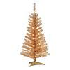 National Tree Company Pre-Lit Artificial Christmas Tree, Champagne Gold Tinsel, White Lights, Includes Stand, 4 feet