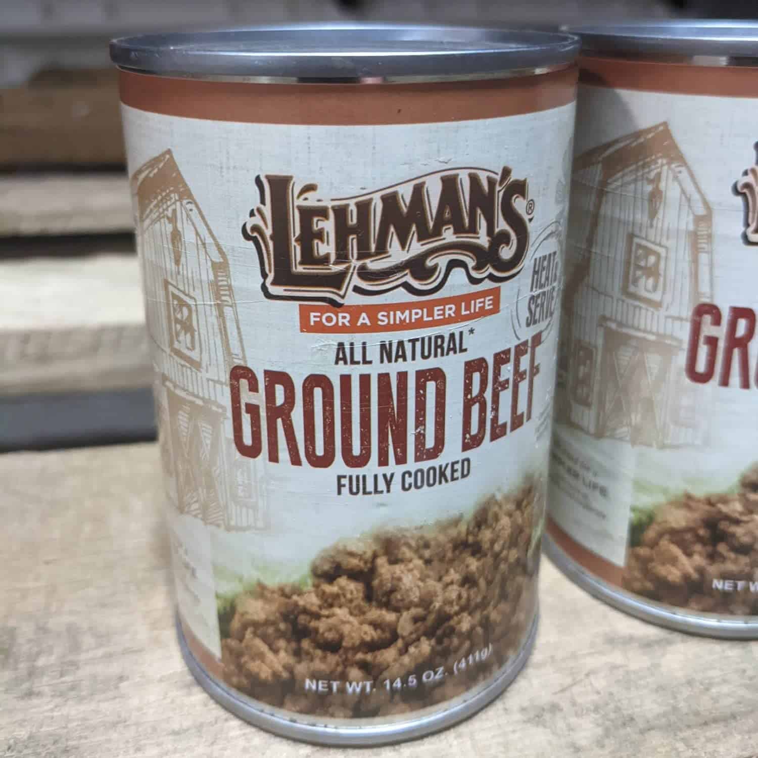 Lehman's All Natural Canned Meat, USA Made Ready to Eat for Everyday, Camping or Emergencies, 14.5 oz each, Pack of 3, Ground Beef