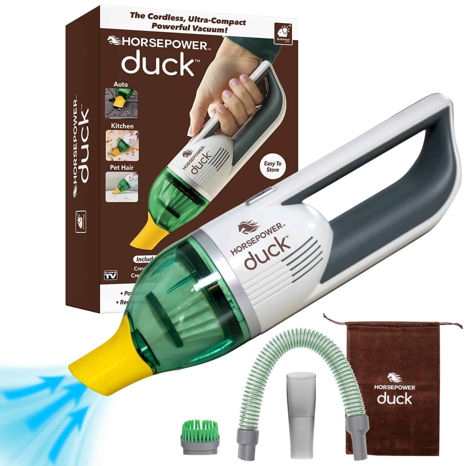 Duck Compact Cordless Vacuum by Horsepower, Ultra-Powerful, Strong Suction, Easy To Store