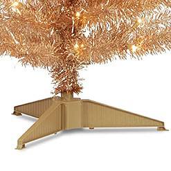 National Tree Company Pre-Lit Artificial Christmas Tree, Champagne Gold Tinsel, White Lights, Includes Stand, 4 feet