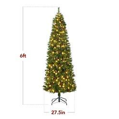 Best Choice Products Pre-Lit Scotch Pine Pencil Christmas Tree, 6ft Premium Skinny Pre-Decorated Holiday Decor