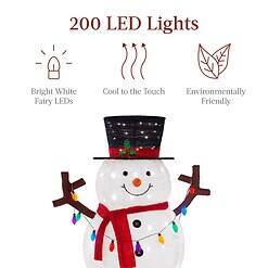 Best Choice Products 5ft Lighted Pop-Up Snowman, Large White Outdoor Christmas Holiday Decoration w/ 200 LED Lights, Hat, Scarf