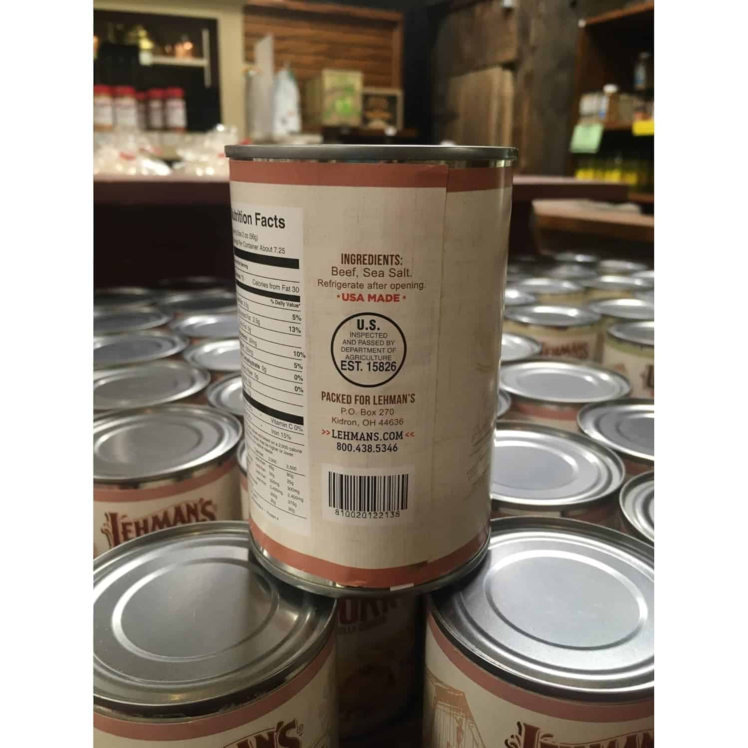 Lehman's All Natural Canned Meat, USA Made Ready to Eat for Everyday, Camping or Emergencies, 14.5 oz each, Pack of 3, Ground Beef