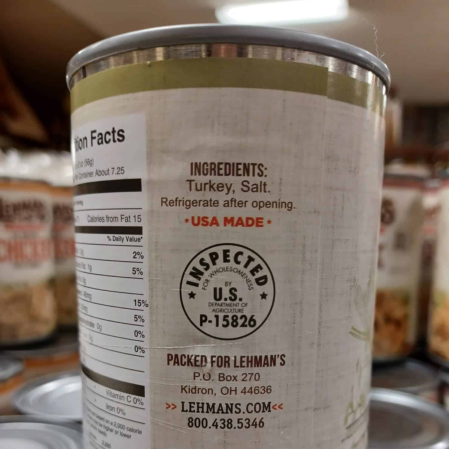 Lehman's All Natural Canned Meat, USA Made Ready to Eat for Everyday, Camping or Emergencies, 14.5 oz each, Pack of 3, Turkey