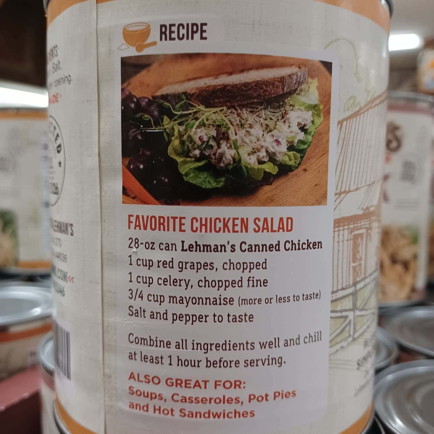 Lehman's All Natural Canned Meat, USA Made Ready to Eat for Everyday, Camping or Emergencies, 14.5 oz each, Pack of 3, Chicken