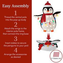 Best Choice Products 2-Piece Lighted Penguin Family, 3ft Pop-Up Outdoor Christmas Holiday Decoration - Red