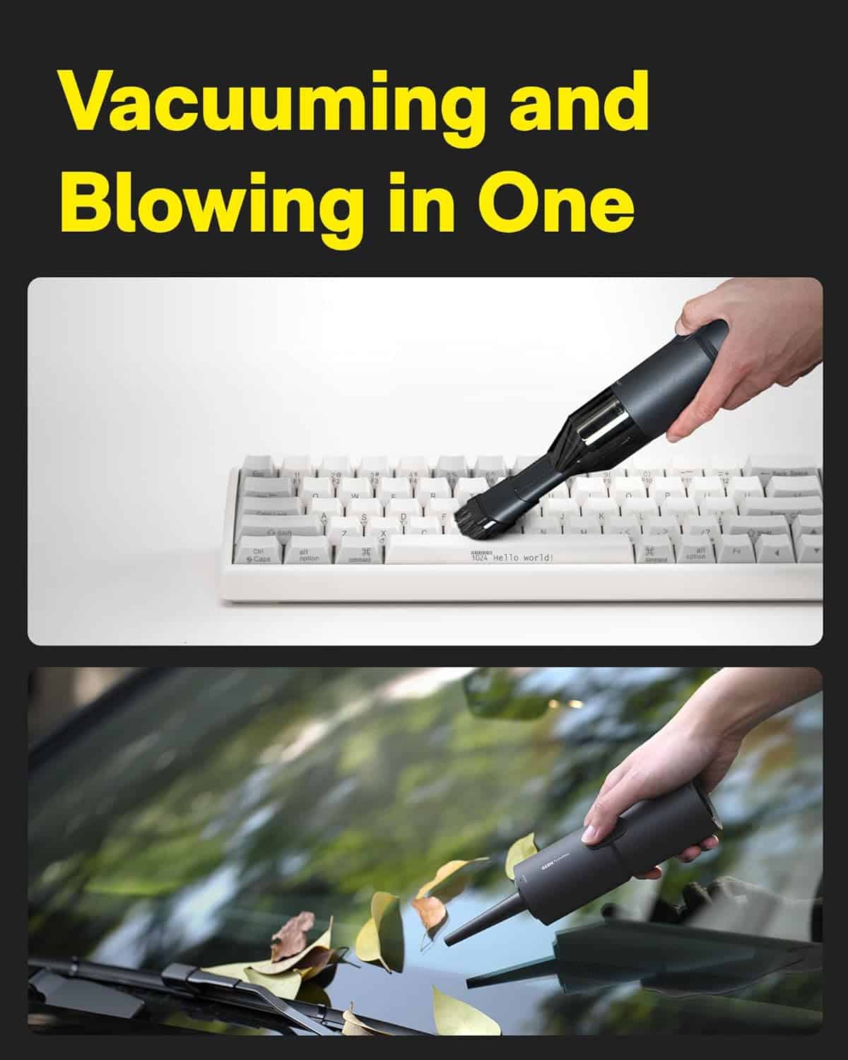 HOTO Handheld Vacuum Cleaner Cordless, Desk Vacuum Cleaner Compressed Electric Air Duster 15000Pa Suction