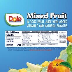 Dole Fruit Bowls Mixed Fruit in 100% Juice Snacks, 4oz 36 Total Cups, Gluten & Dairy Free, Bulk Lunch Snacks for Kids & Adults