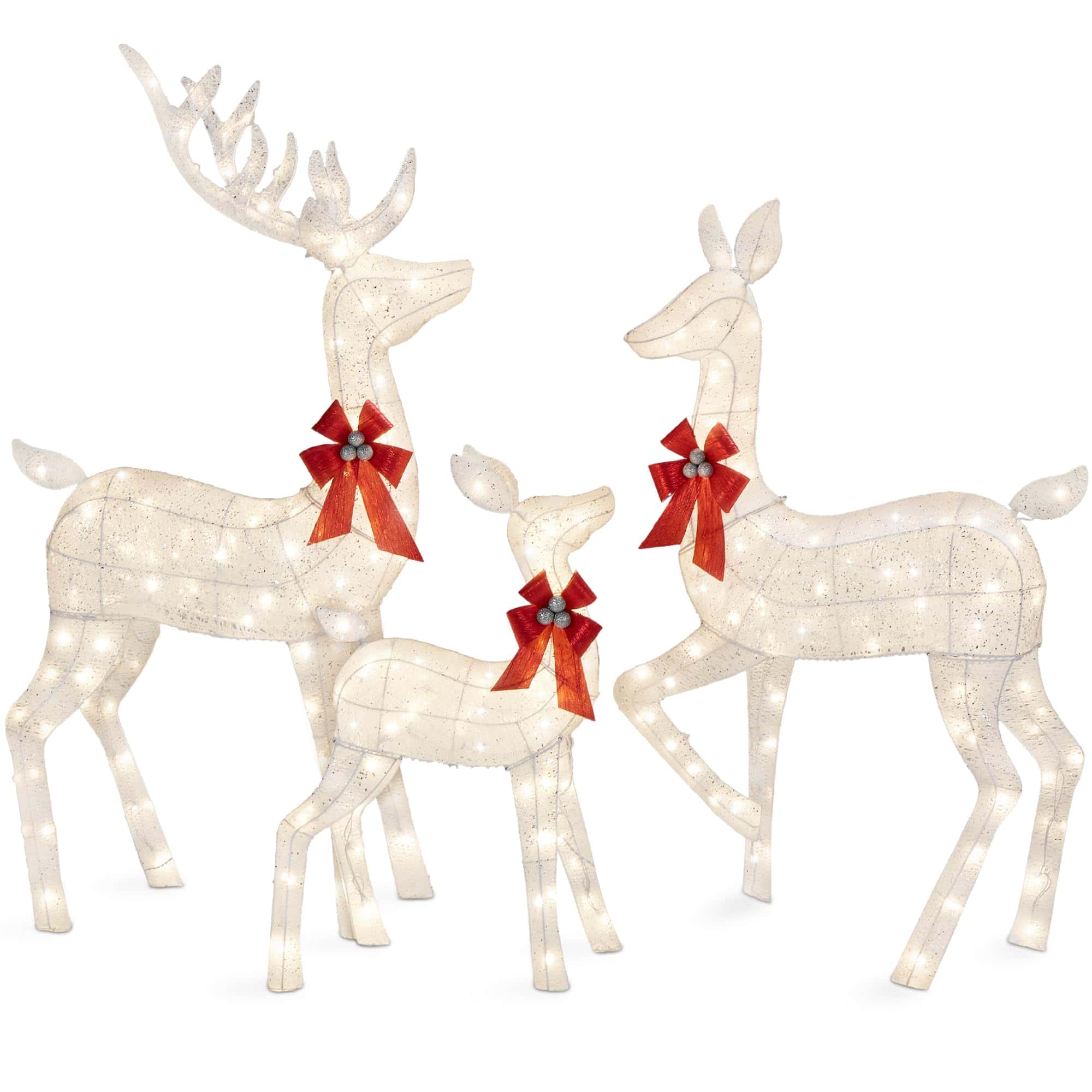 Best Choice Products 3-Piece Large Lighted Christmas Deer Family Set 6.5ft Outdoor Yard Decoration - White