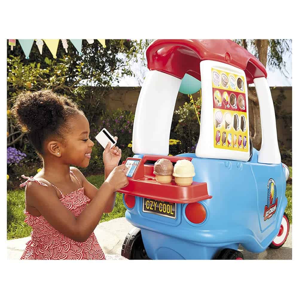 Little Tikes Cozy Ice Cream Truck, Coupe Ride On Car, Kid and Parent Powered, Truck Music, Including Accessories