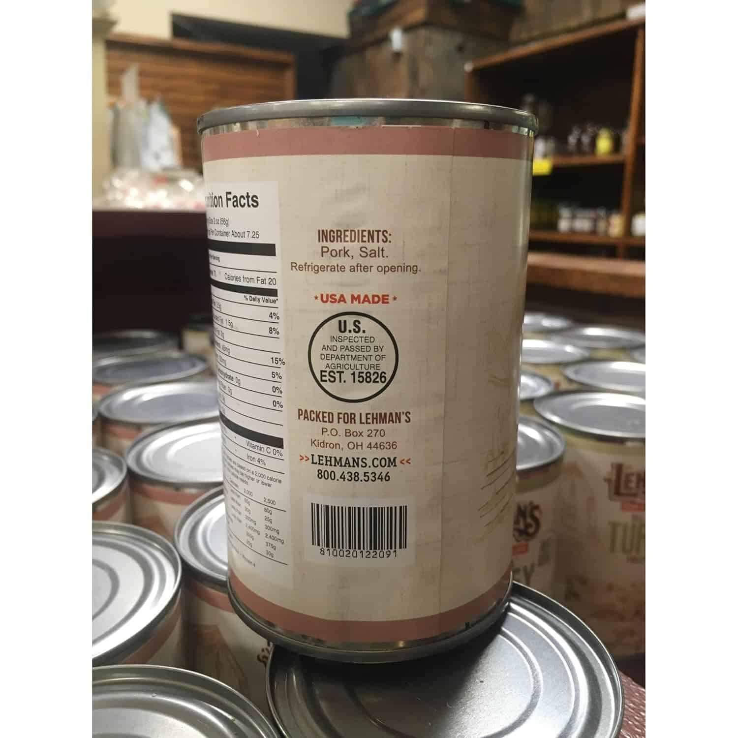 Lehman's All Natural Canned Meat, USA Made Ready to Eat for Everyday, Camping or Emergencies, 14.5 oz each, Pack of 3, Pork