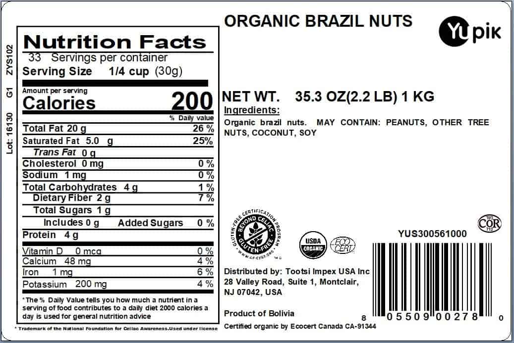 Yupik Organic Brazil Nuts, 2.2 lb, Gluten-Free, Vegan, Kosher, Non-GMO, Raw Nuts, Shelled, Unsalted