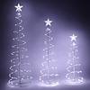 JOIEDOMI 3 Packs Christmas Spiral Tree Yard Light 218 Pre-Lit LED Cool White Lights with Metal Stakes