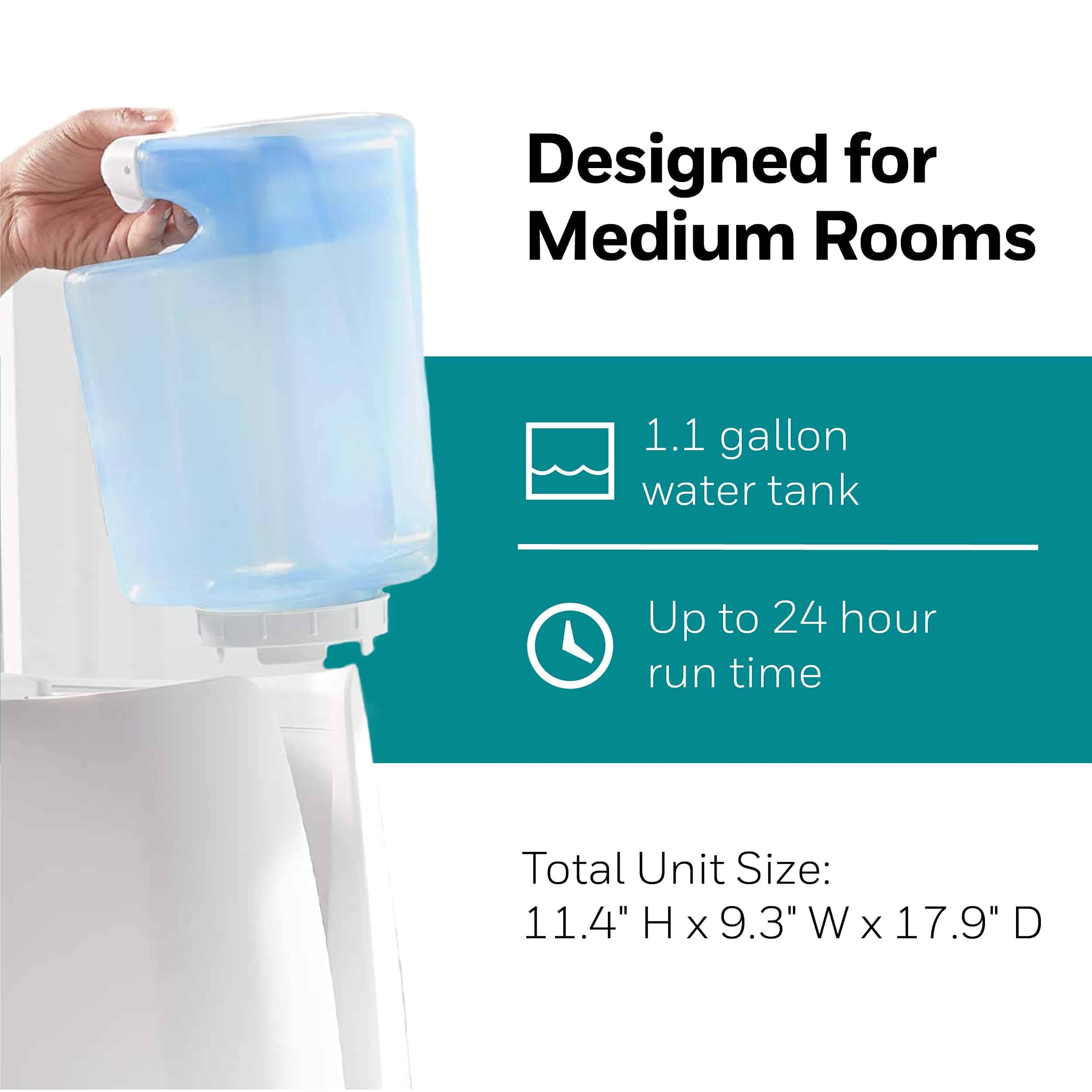 Honeywell Cool Moisture Humidifier, Medium Room, 1 Gallon Tank, White – Invisible Moisture Humidifier for Baby, Kids, Adult Bedrooms