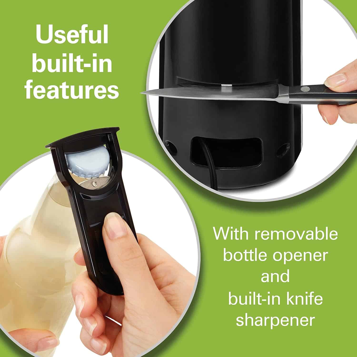 Hamilton Beach Smooth Touch Electric Automatic Can Opener Easy Push Down Lever, For All Standard-Size and Pop-Top, Black
