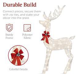 Best Choice Products 3-Piece Large Lighted Christmas Deer Family Set 6.5ft Outdoor Yard Decoration - White