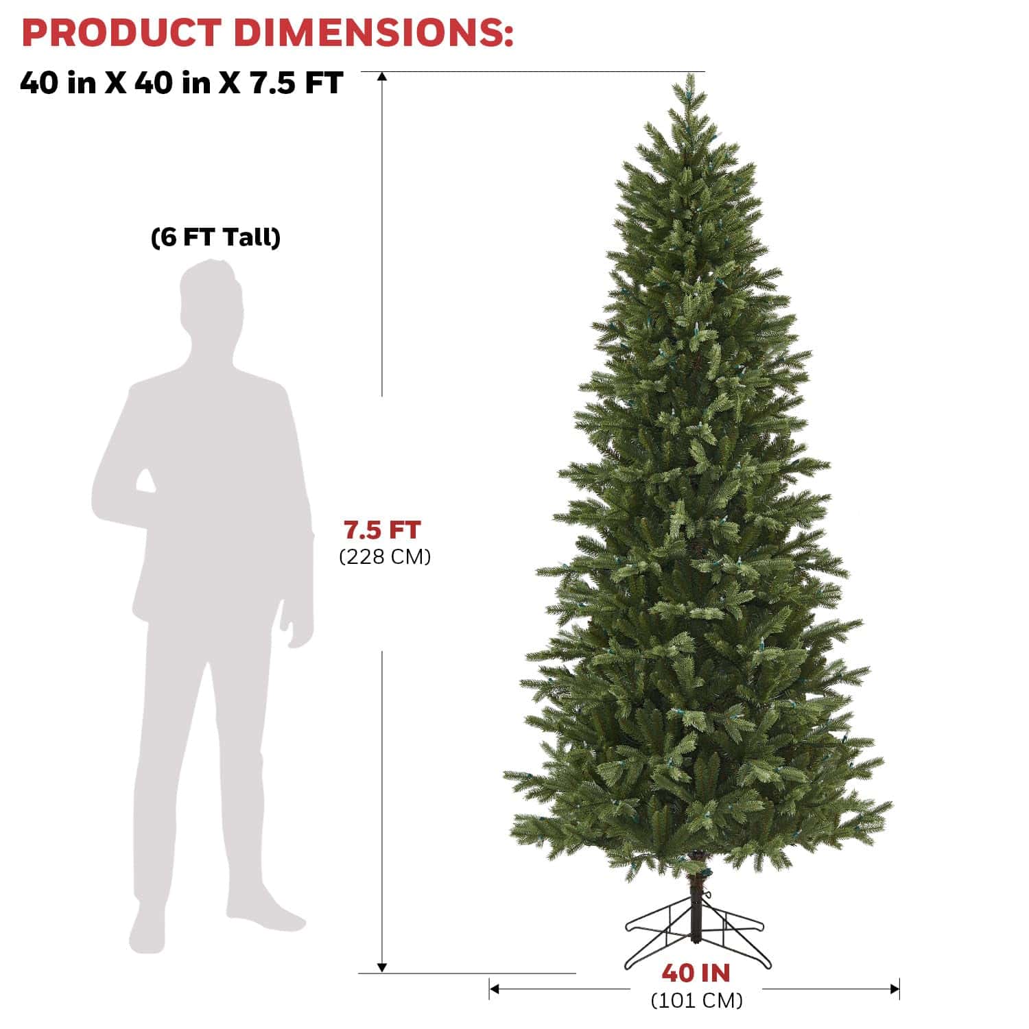 Honeywell 7.5 ft Pre-Lit Christmas Tree, Churchill Pine Artificial Christmas Tree with 400 Color Changing LEDs