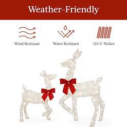 Best Choice Products 4ft 3-Piece 2D Lighted Christmas Deer Family Set, Large Outdoor Yard Reindeer Holiday Decoration