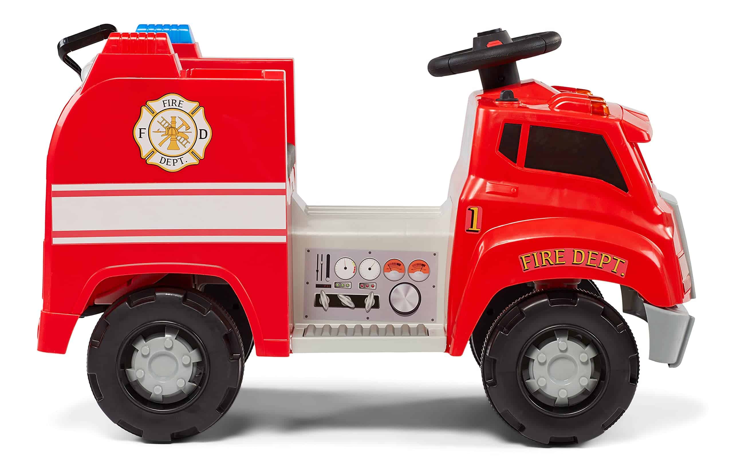 Kid Trax Real Rigs Toddler Fire Truck Interactive Ride On Toy, Kids Ages 1.5-4 Years, 6 Volt Battery and Charger, Sound Effects, Red, Large