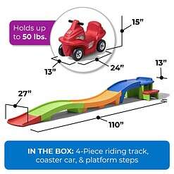 Step2 Up & Down Roller Coaster Kids Ride On Toy, Push Car, Indoor/Outdoor Playset, Multicolor