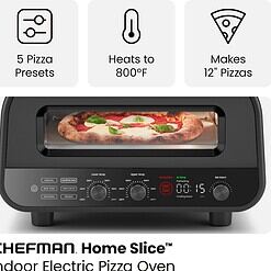 CHEFMAN Indoor Pizza Oven - Makes 12 Inch Pizzas in Minutes, Heats up to 800°F - Countertop Electric Pizza Maker - Stainless Black