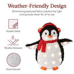 Best Choice Products 2-Piece Lighted Penguin Family, 3ft Pop-Up Outdoor Christmas Holiday Decoration - Red