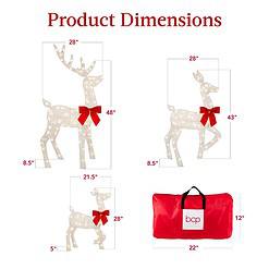 Best Choice Products 4ft 3-Piece 2D Lighted Christmas Deer Family Set, Large Outdoor Yard Reindeer Holiday Decoration
