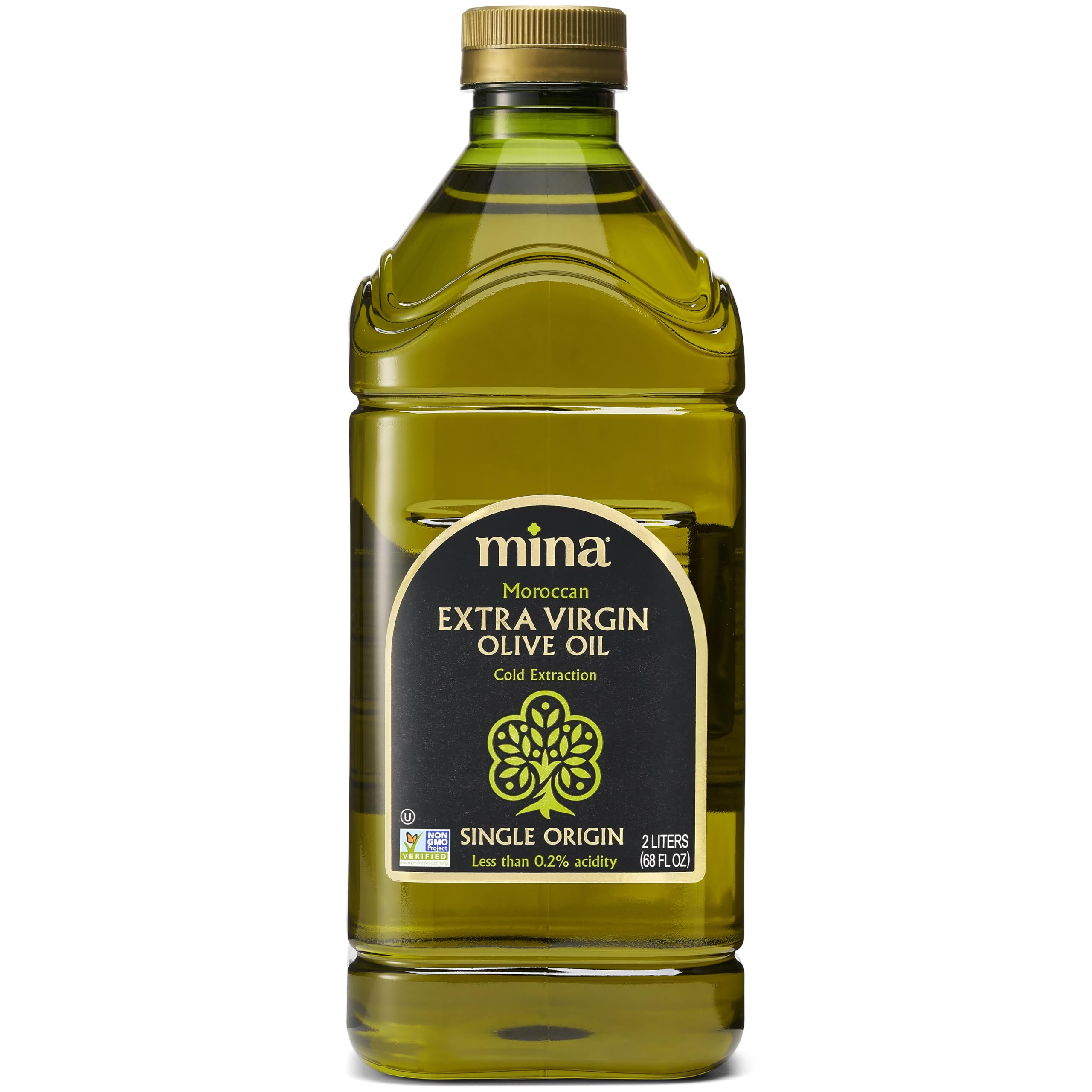 Mina Olive Oil Extra Virgin 68 Fl Oz, New Harvest, Polyphenol Rich Olive Oil for Cooking, Moroccan Extra Virgin Olive Oil, 2 L