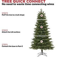 Honeywell 6.5 ft Pre-Lit Christmas Tree with 2064 PVC/PE Tips, Churchill Pine Artificial Christmas Tree with 300 Color Changing LEDs