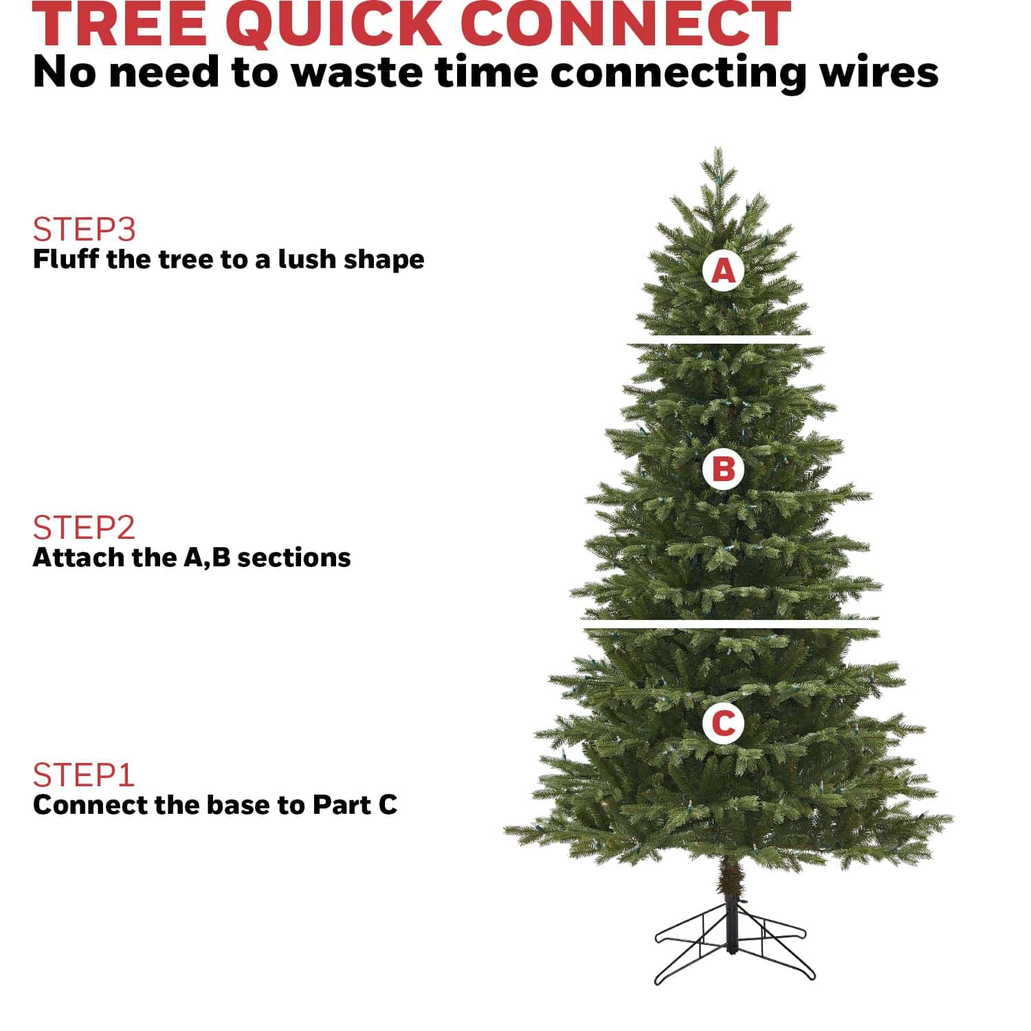Honeywell 6.5 ft Pre-Lit Christmas Tree with 2064 PVC/PE Tips, Churchill Pine Artificial Christmas Tree with 300 Color Changing LEDs