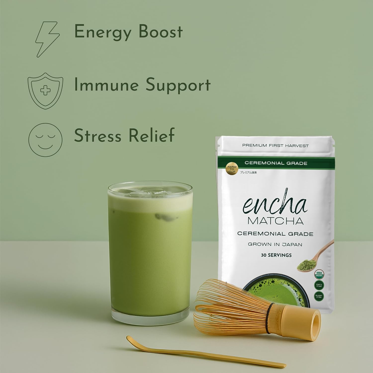 Encha Ceremonial Grade Matcha Powder - First Harvest Organic Japanese Matcha Green Tea Powder, From Uji, Japan (60g/2.12oz) - Image 7