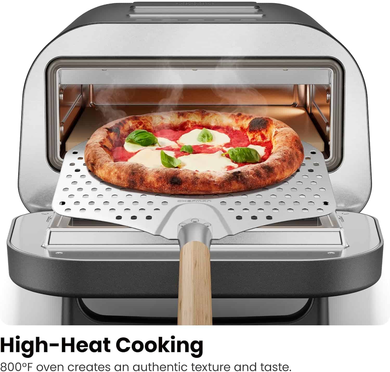 CHEFMAN Indoor Pizza Oven - Makes 12 Inch Pizzas in Minutes, Heats up to 800°F - Countertop Electric Pizza Maker - Stainless Black