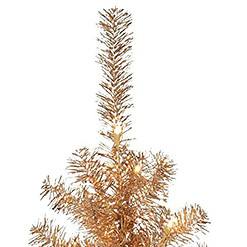 National Tree Company Pre-Lit Artificial Christmas Tree, Champagne Gold Tinsel, White Lights, Includes Stand, 4 feet