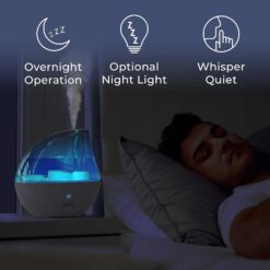 Pure Enrichment MistAire Silver Ultrasonic Cool Mist Humidifier for Bedroom, Office, Nursery & Indoor Plants