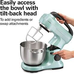 Hamilton Beach 7-Speed Stand Mixer & Attachments - Teal