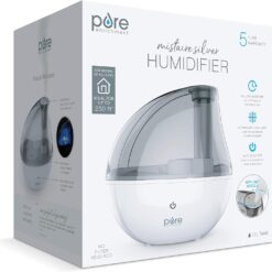 Pure Enrichment MistAire Silver Ultrasonic Cool Mist Humidifier for Bedroom, Office, Nursery & Indoor Plants