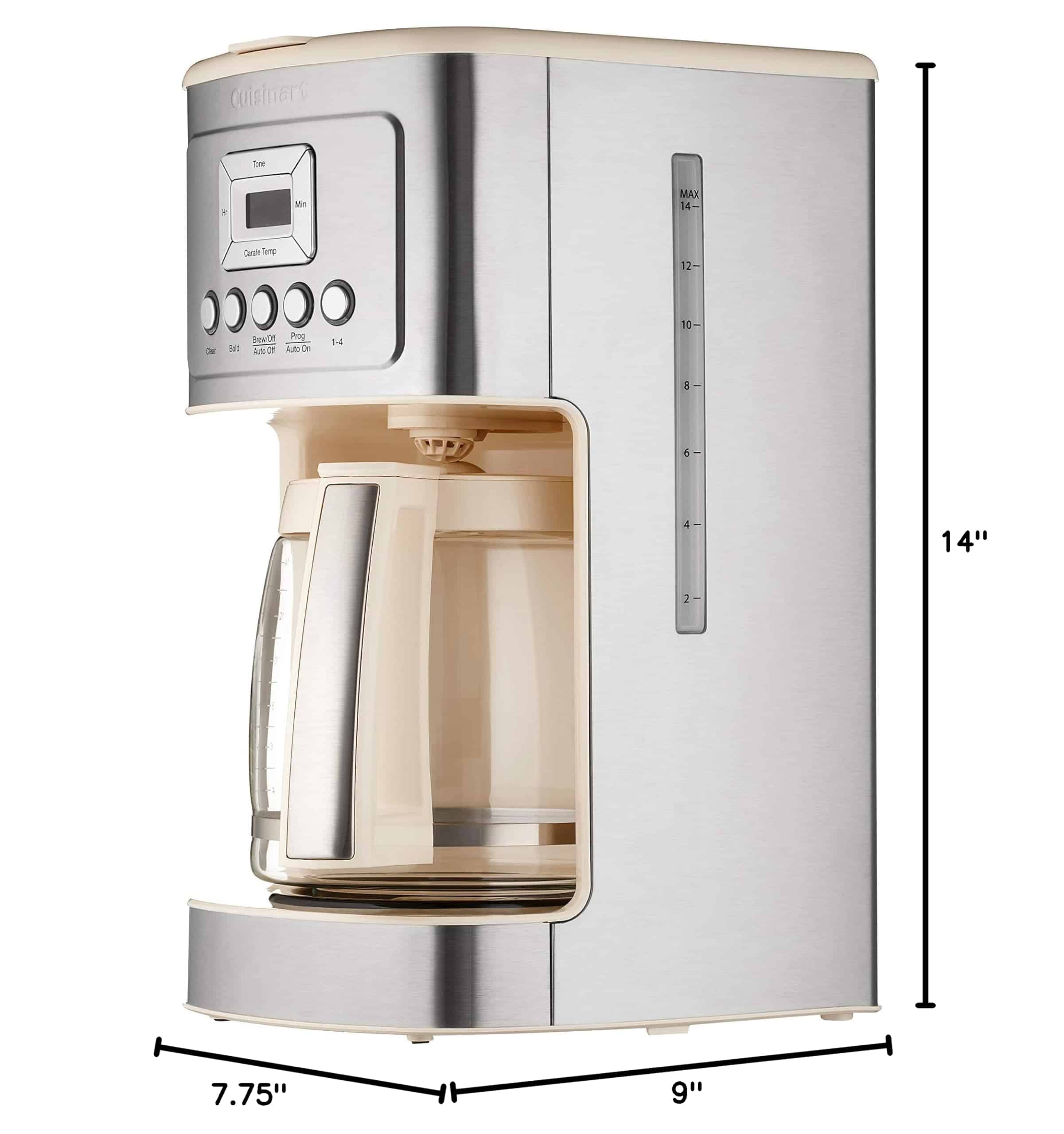 Cuisinart Coffee Maker, 14-Cup Glass Carafe, Fully Automatic for Brew Strength Control & 1-4 Cup Setting, Cream.
