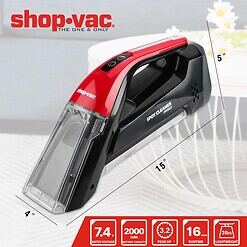 Shop-Vac Spot Cleaner for Carpet and Upholstery, Portable Cordless Carpet Cleaner, with 2 Bottle of 8 oz Spot & Stain Formula, Red