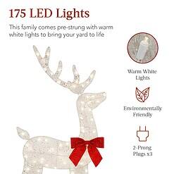 Best Choice Products 4ft 3-Piece 2D Lighted Christmas Deer Family Set, Large Outdoor Yard Reindeer Holiday Decoration