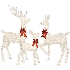 Best Choice Products 3-Piece Large Lighted Christmas Deer Family Set 5Ft Outdoor Yard Decoration - White