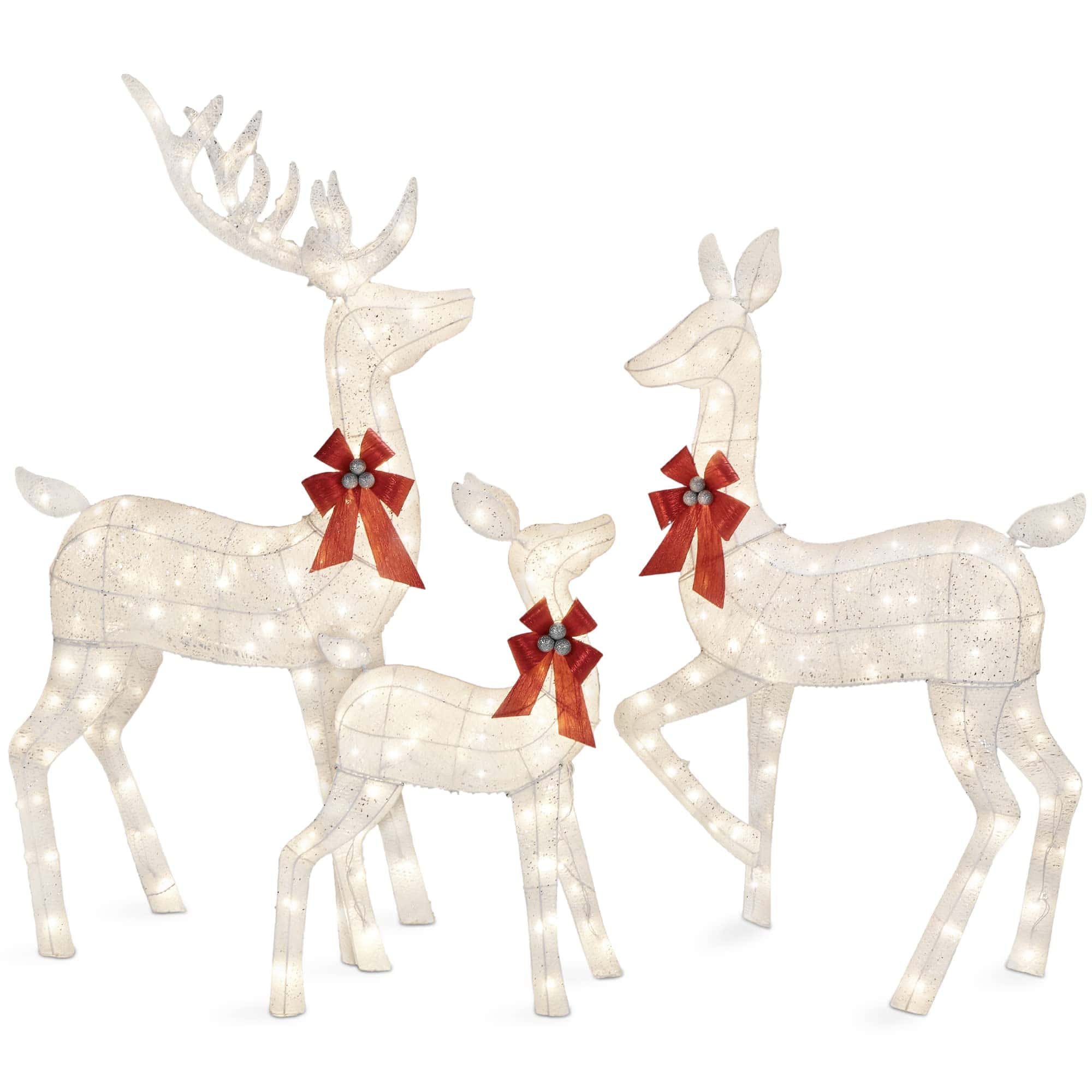Best Choice Products 3-Piece Large Lighted Christmas Deer Family Set 5Ft Outdoor Yard Decoration - White