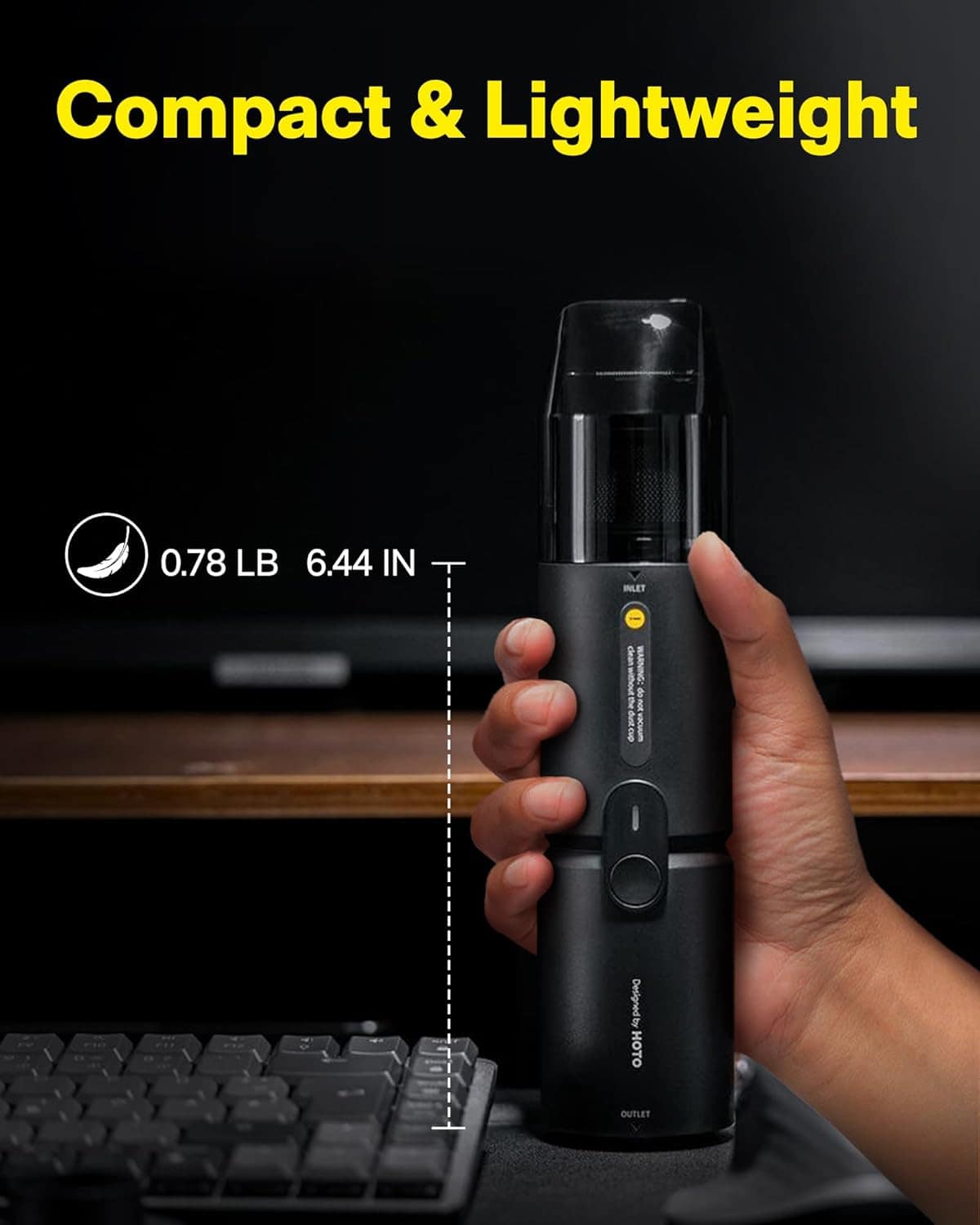 HOTO Handheld Vacuum Cleaner Cordless, Desk Vacuum Cleaner Compressed Electric Air Duster 15000Pa Suction