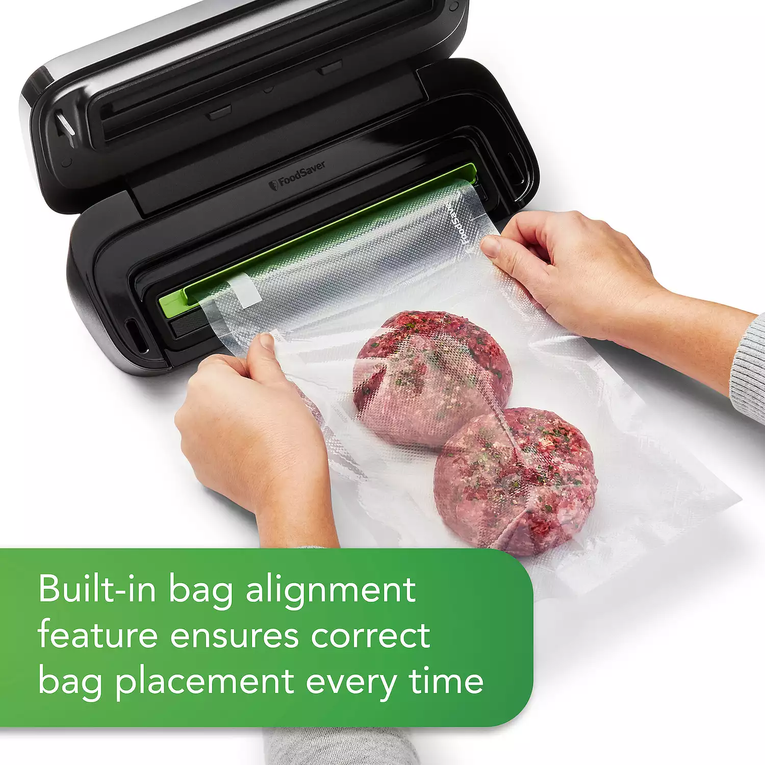 FoodSaver Space Saving Food Vacuum Sealer with 2 Quart Vacuum Seal Bags
